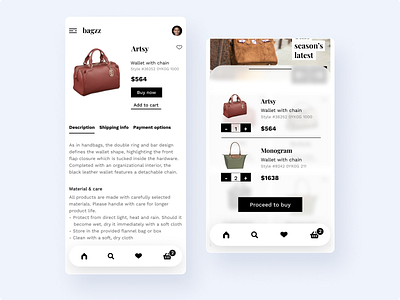 Bagzz - Shopping app [Free UI kit] by Vijay Gupta on Dribbble