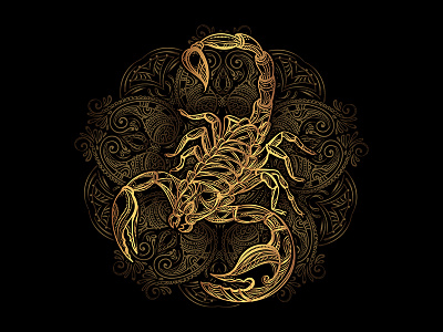 Golden Scorpion Tattoo art design digital art gold mysticism print scorpion t shirt tattoo zodiac