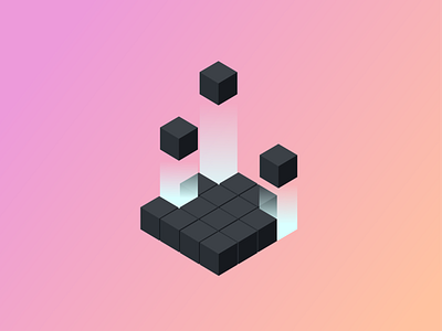 Floating blocks 3d black block cube dark data design gradient graphic grid illustration motion graphics orange pink