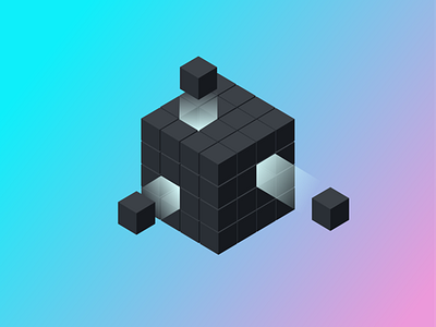 Cube with shooting blocks