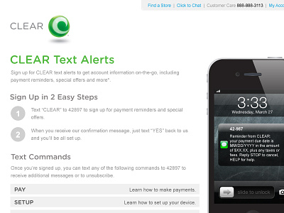 CLEAR SMS Sign Up Landing Page landing page responsive design ui