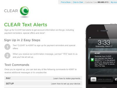 CLEAR SMS Sign Up Landing Page