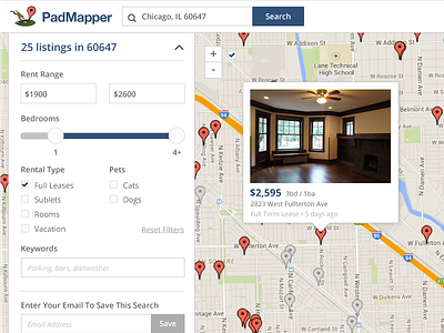 Padmapper Apartment Search Redesign interface search ui user experience ux