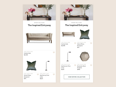 One Kings Lane 'Product Peek' clean digital ecommerce home decor minimal mobile