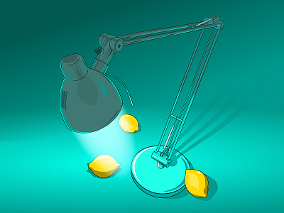 Lamp digital graphic illustration lamp lemon light mood vector