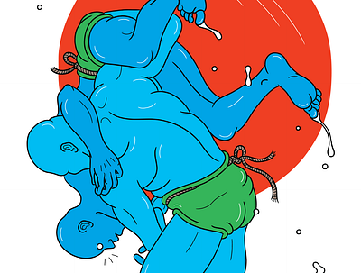 Bodyslam artwork bodyslam design draw drawing fight graphic grapple illustration illustrator japan japanese art judo outline sumo vector