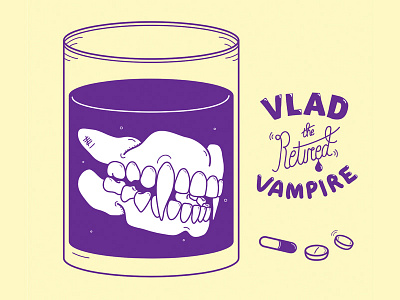 Vlad the retired vampire album cover artwork glass graphic graphic design illustration illustrator lettering teeth type vector
