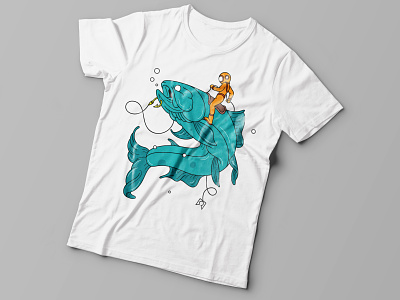 Fish rider animal apparel artwork design fashion fishing graphic graphic design illustration illustrator privateclothing sea tshirt vector