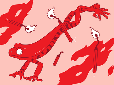Amazon inferno animal artwork design drawing fire frog graphic illustration illustrator jungle lucifer nature vector