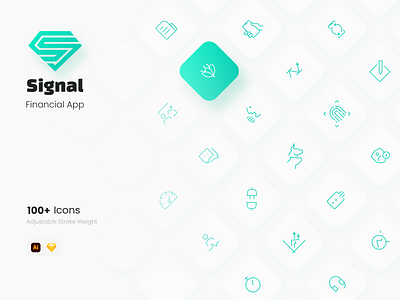 Signal Finance App Iconset app financial app icon design iconography icons iconset line icons stroke