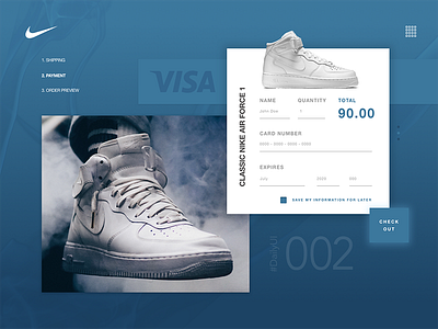 #DailyUI 002 / Credit Card Checkout blue clean dailyui design layout minimal nike smoke sneaker ui web