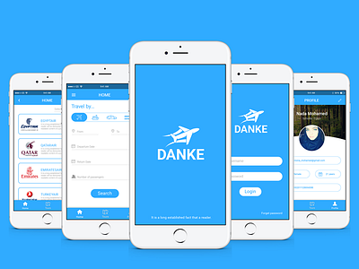 Danke App app danke fly home ios login mbile profile tour training ui ux