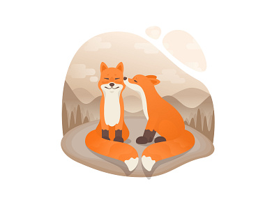 Love 🧡 affinitydesigner animal animals artwork autumn cartoon charecter cute cute animals design fall fox foxes illustration landscape nature vector art