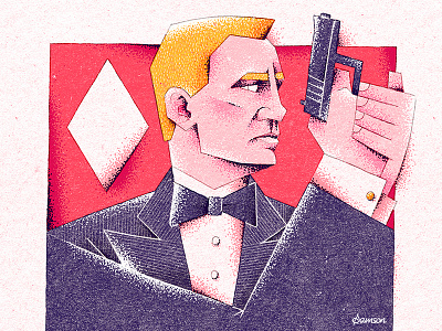 James Bond 007 card game daniel craig handmade illo illustration ink james bond noise poster samson sketch vintage