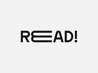 'Read!' bookshop logo book bookshop lettering letters logo mark sign typedesign typographic logo typography