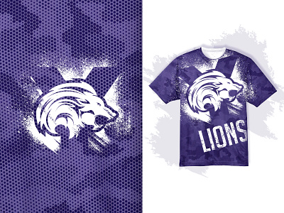 Lions - T-Shirt animal branding design drawing graphic identity illustration lion logo mascot purple shirt sublimation texture vector
