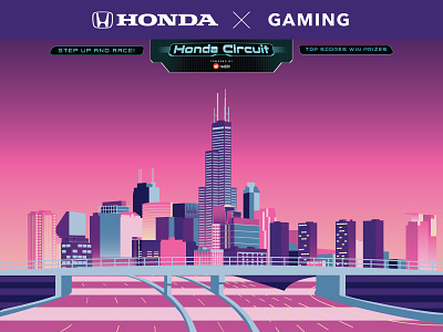 Honda Circuit at Chicago Auto Show advertisement back wall chicago honda illustration large format video game