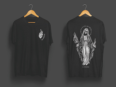 Dead Mary biblical black and white dark horror illustration merch metal shirt tattoo