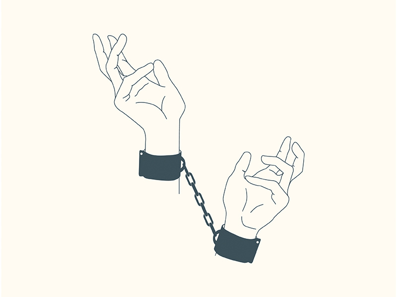 Tension hand cuffs illustration shackles chains tension