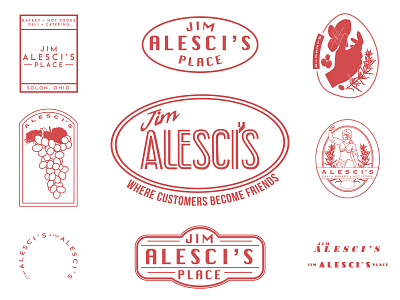 Jim Alesci's Place branding cafe grocery icon illustration italian italian restaurant logo restaurant branding traditional typography vector