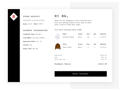 Email Receipt - Daily UI Day #017