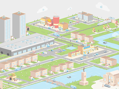 CaaS - Councils as a Service Smart City Illustration branding city illustration councils daniel kindley dimetric illustration internet of things iot isometric illustration mobile app mobile technology smart cities storytelling