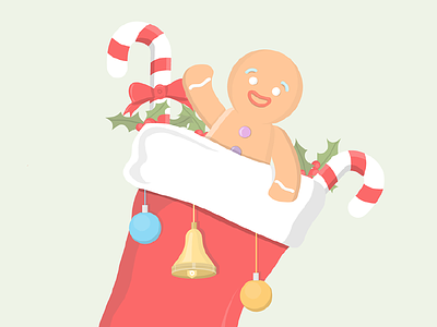 Christmas illustration - Gingy candy christmas dan kindley festive flat illustration gingerbread man gingy happy holidays illustration shrek stocking