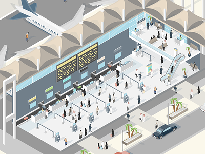 Saudi Arabian Airport (IoT) airport aviation branding dan kindley internet of things iot isometric illustration saudi arabia security smart city smart technology visual language