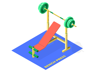 Gym - Bench Press Workstation bench press colour fitness gym health illustration isometric illustration weightlifting workstation workout