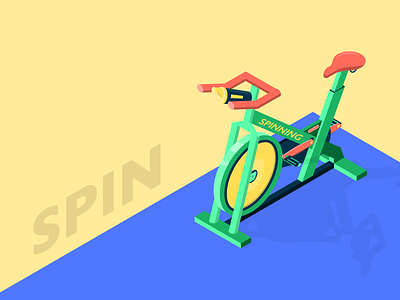 Spin - Exercise Bike cardio cycling exercise bike fitness gym health illustration isometric isometric illustration spin summer workout