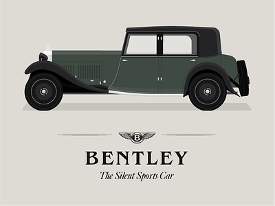 1930’s Bentley 8 Litre 1930s advertisement bentley car classic car dan kindley green illustration old car peaky blinders smart sports car