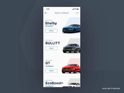 Ford Mustang Mobile App animation animation app app design cars dan kindley ford mustang icon sets ixd mobile app design sketch sports car ui deisgn user experience user interaction user interface ux design