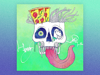 Scullicious Pizzicatto artwork drawing drawings drip illustration jachim992 pizza scull