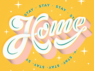Stay home illustration lettering typography