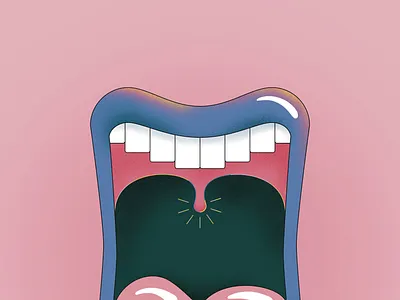 Ahh flat illustration mouth pink procreate shading vector