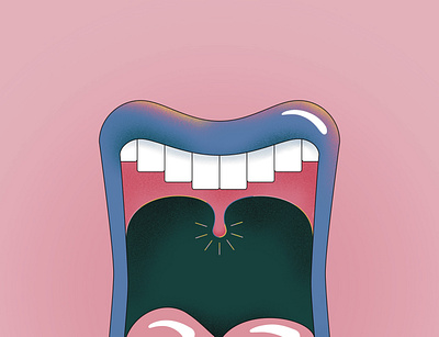 Ahh flat illustration mouth pink procreate shading vector