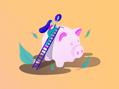 Piggy Bank adobe illustrator design finance finance app financial app flourish illustration investing vector