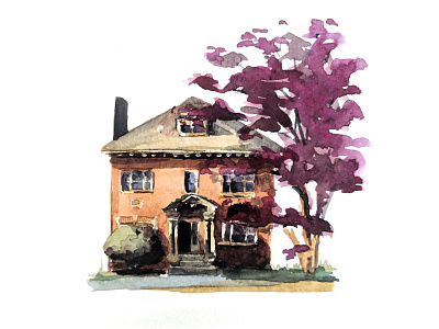 Brookline, MA fall home house painting traditional watercolor