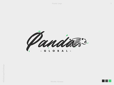 Panda Global - Daily Logo Challenge 3/50 branding brushtype dailylogochallenge design flat handlettering icon illustration lettering logo minimal vector