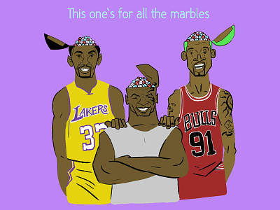 This One's For All The Marbles basketball chicago bulls dennis rodman editorial illustration illustration los angeles lakers metta world peace mike tyson nba ron artest sports