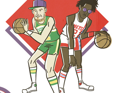 Aaron Cohen x ABGOHARD - Ugly Boyz album artwork album cover basketball converse hi socks hip hop illustration rap retro