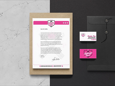 “Makeup Is My Sport” stationery package. business cards letterhead logo makeup stationary
