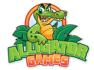 Alligator Games alligator branding cartoon game design illustration logo design