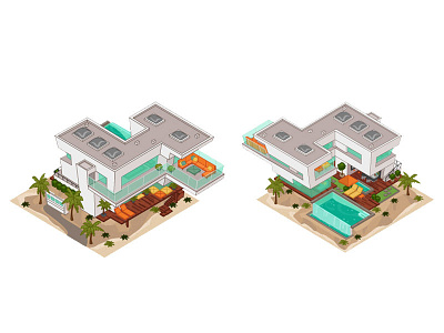 Beach House city builder game art game assets vector