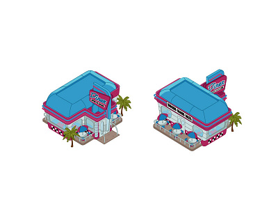 50's Diner city builder game assets game design social game vector art