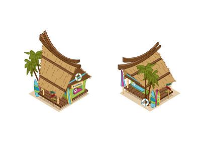 Surf Shack city builder game assets game design social game vector art