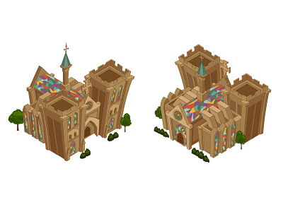 Cathedral city builder game assets game design social game vector art