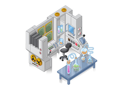 Science Lab game art illustrator isometric sci fi social game vector video game assets
