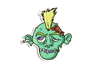 Punk Rock Zombie avatars. icons emoji emoticon sticker vector zombie