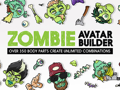 Zombie Avatar Builder avatars. icons creative market emoji emoticon sticker vector zombie
